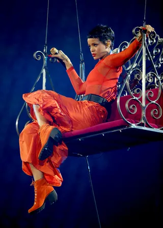 Rihanna&nbsp; - The dance skills Rihanna displayed in the video for "Where Have You Been" has her hoping for a win in the Best Dance Performance category. &nbsp;  (Photo: Peter Macdiarmid/Getty Images)