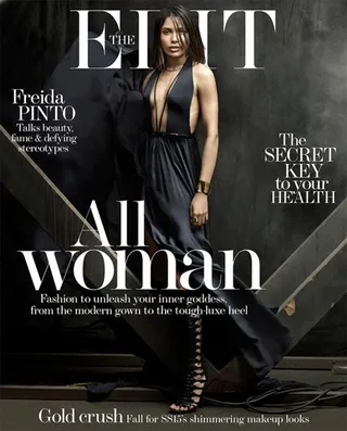 Freida Pinto on The Edit - Freida is doing her thing in this plunging Jason Wu gown! P.S. We’d gladly take those gladiator boots off her hands. (Photo: The Edit, April 16th 2015)