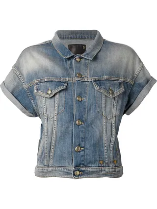 R13 Short Sleeve Denim Jacket ($530) - Did Old Man Winter overstay his welcome this year? We think so! This rolled short sleeve jacket is a great way to feel the warmth of the sun again without getting too hot.(Photo: R13)