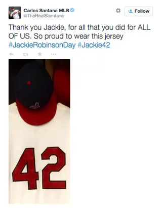 Carlos Santana @TheRealSlamtana - Nice salute from the&nbsp;Cleveland Indians' first baseman.&nbsp;(Photo: Carlos Santana via Twitter)