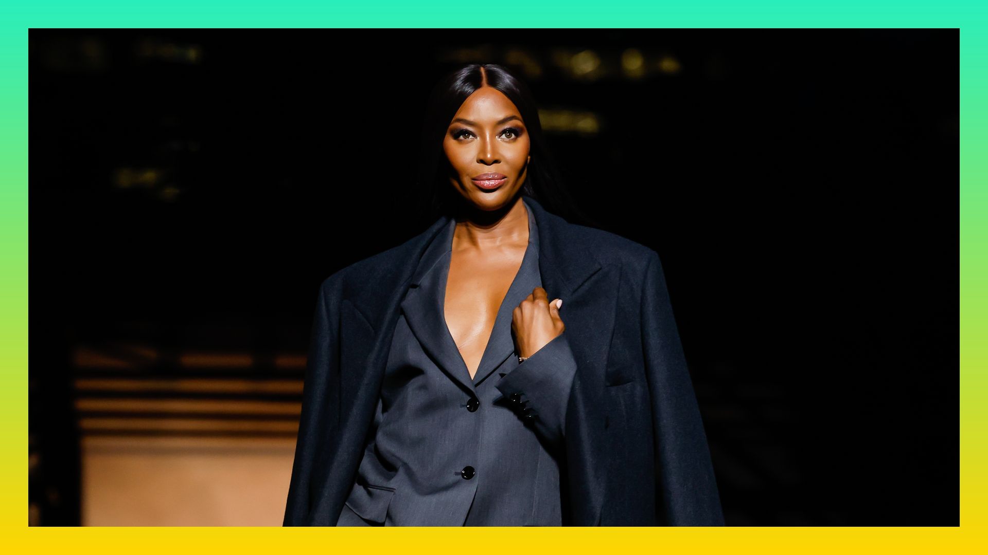 Naomi Campbell walks the runway at the Boss show during the Milan Fashion Week Womenswear Spring/Summer 2023 on September 22, 2022 in Milan, Italy. 