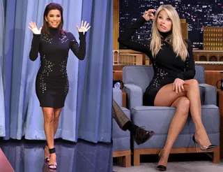 Eva Longoria and Christie Brinkley - What are the odds? Both stars hit the Tonight Show for separate appearances wearing the same Mugler LBD. But it's the 61-year-old former supermodel that completely blows us away with her goofy personality.  (Photos from left: Theo Wargo/NBC/Getty Images for "The Tonight Show Starring Jimmy Fallon", Douglas Gorenstein/NBC)