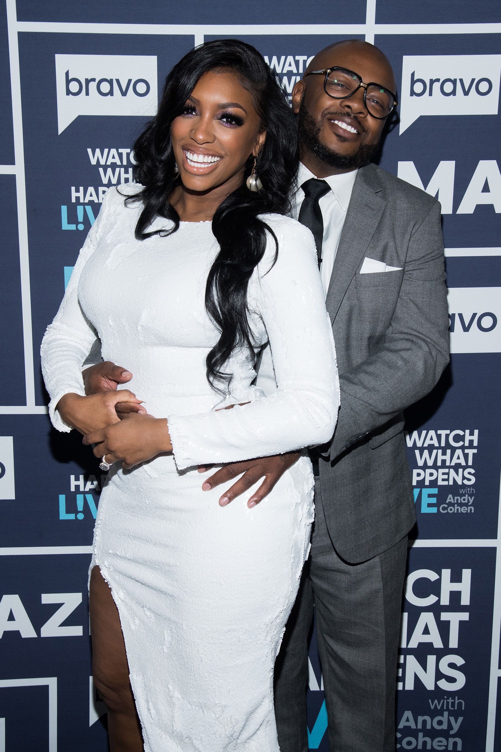 WATCH WHAT HAPPENS LIVE WITH ANDY COHEN -- Pictured (l-r): Porsha Williams and Dennis McKinley -- (Photo by: Charles Sykes/Bravo/NBCU Photo Bank)