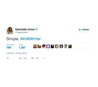 Gabrielle Union - Simple as that.(Photo: Gabrielle Union via Twitter)