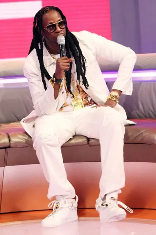 Gold &amp; White - Wouldn't be 2 Chainz if he didn't have a little gold on.&nbsp;(Photo: Bennett Raglin/BET/Getty Images for BET)