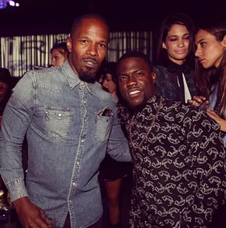 Jamie Again! - We're starting to suspect Jamie Foxx runs into Kevin Hart once a month. The two connect again outside of a Ciroc sponsored event.  (Photo: Instagram via Kevin Hart)