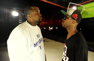 The Faceoff! - It's Ill Will versus Sco for the seventh and final Ultimate Freestyle Friday battle on 106. (Photo: John Ricard / BET)