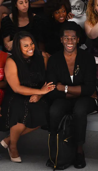 Amber Riley   - Glee’s Amber Riley and runway coach J. Alexander get giggly at Tadashi Shoji.  (Photo: Stephen Lovekin/Getty Images for Mercedes-Benz Fashion Week)