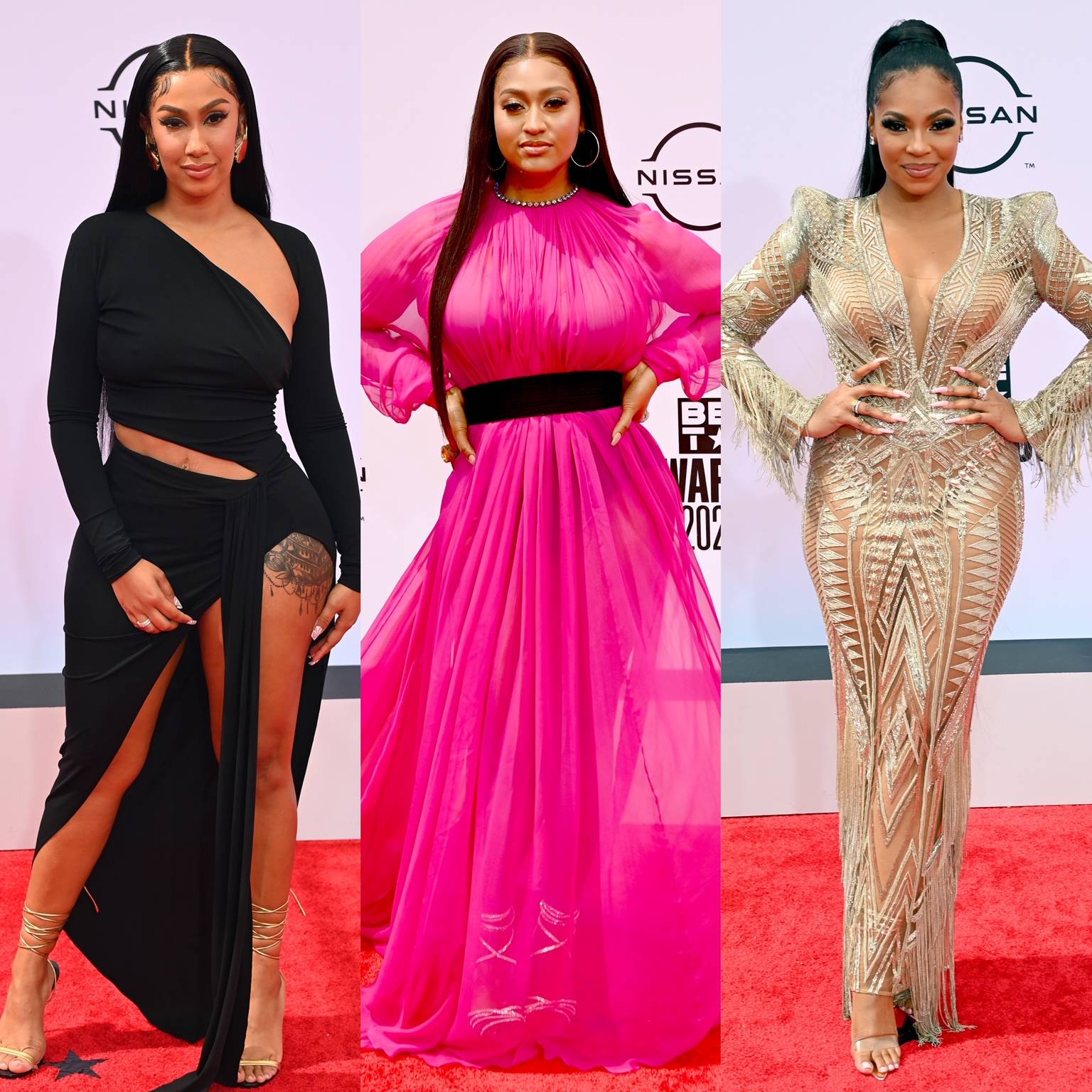 Queen Naija, Jazmine Sullivan and Ashanti at the 2021 BET Awards