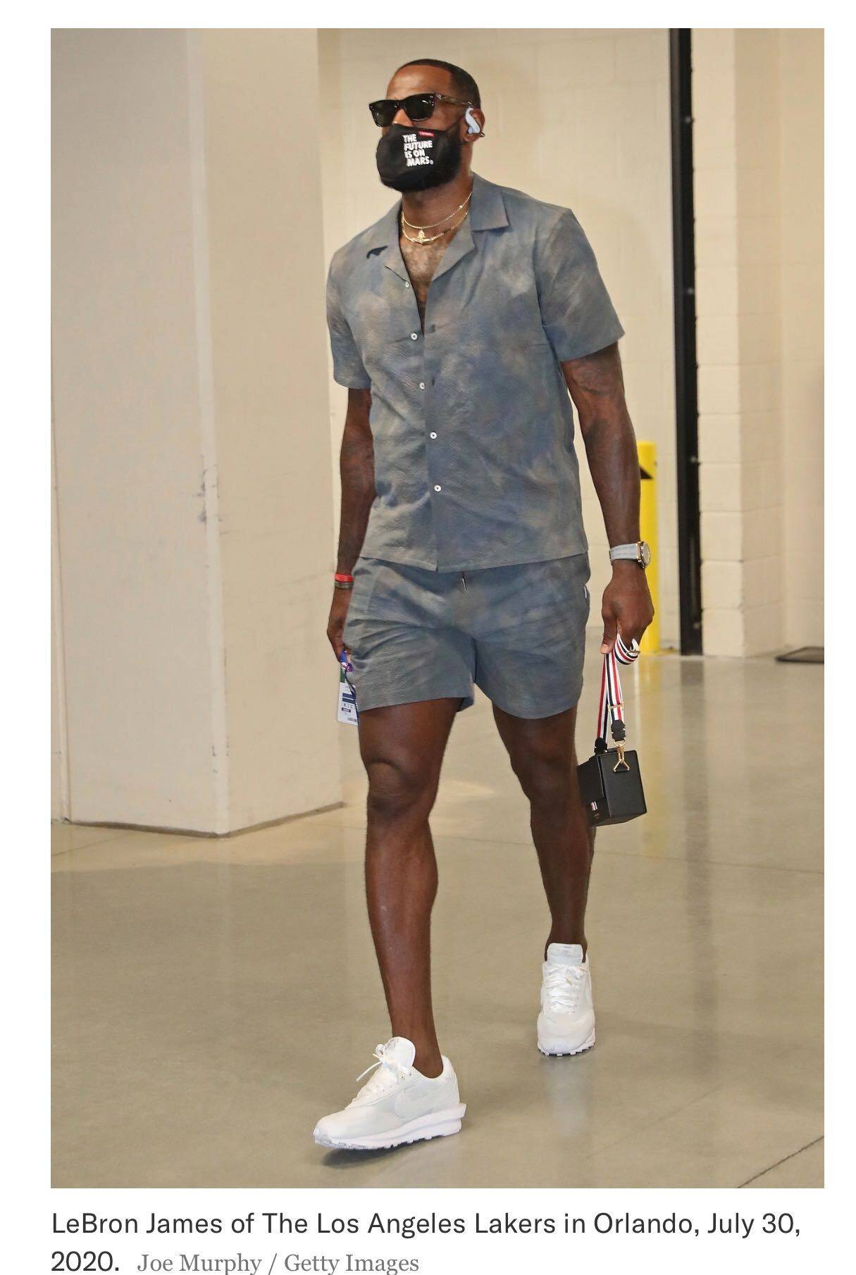 Lebron James Lebron Image 1 from Everyone Has Thoughts On Lebron James Shorts Set And Black Leather Purse Worn Before Game In The Bubble BET