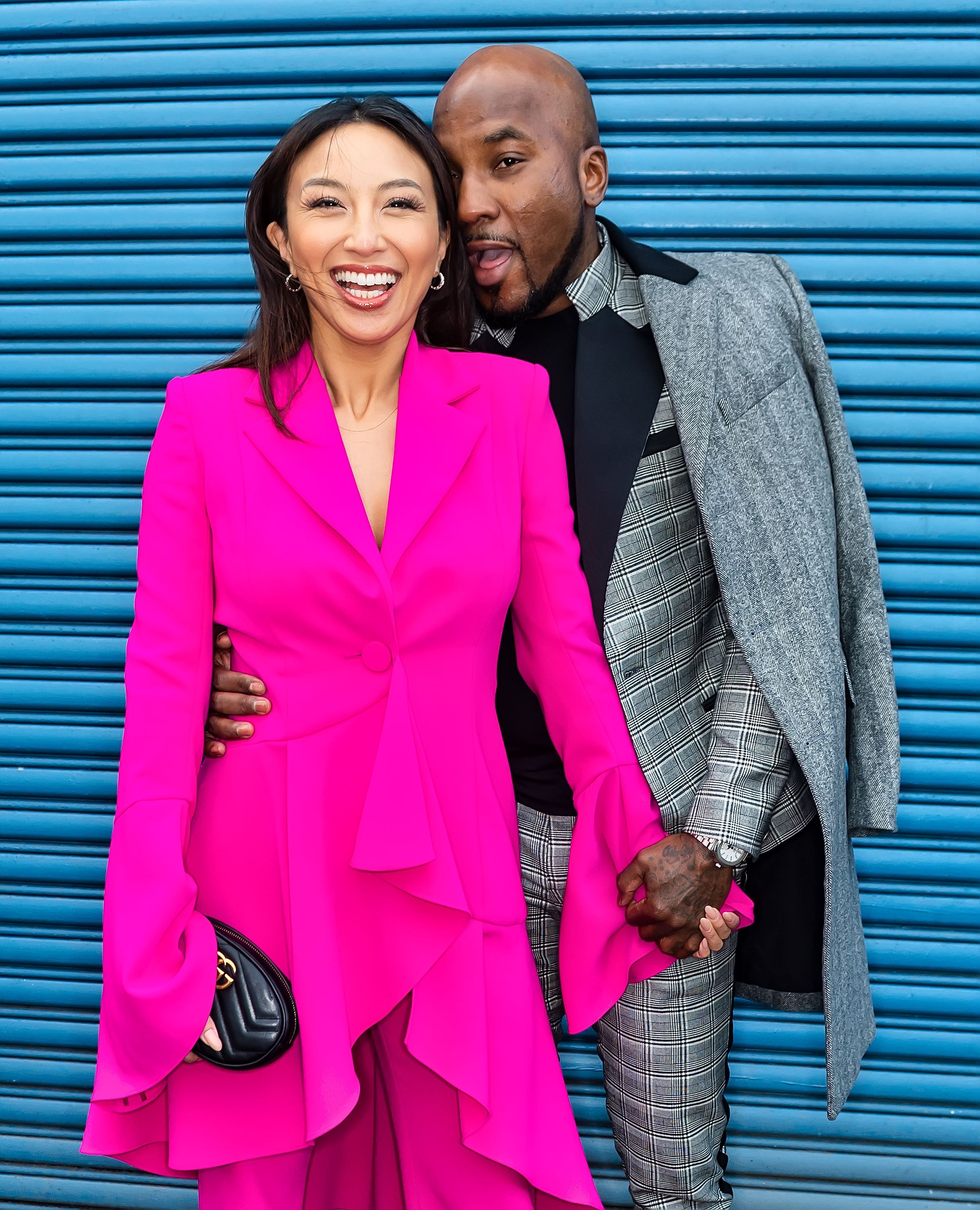 NEW YORK, NEW YORK - FEBRUARY 07: Jeannie Mai and Rapper Jeezy are seen arriving to the Pamella Roland fashion show during New York Fashion Week at Pier 59 Studios on February 07, 2020 in New York City. (Photo by Gilbert Carrasquillo/GC Images)
