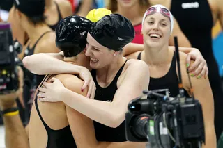 Proud American - Missy Franklin of the U.S. celebrates winning the women's 4x100m medley relay.&nbsp;(Photo: Ronald Martinez/Getty Images)