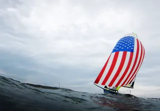 U.S. Sails Up the Ranks - U.S. sailing team Erik Storck and Trevor Moore pulled in seventh in the Men's 49er sailing race. (Photo: Clive Mason/Getty Images)