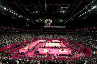 Quiet Before the Storm - Spectators wait in anticipation at North Greenwich Arena for the start of the men's gymnastics team final competition.&nbsp;(Photo: Streeter Lecka/Getty Images)