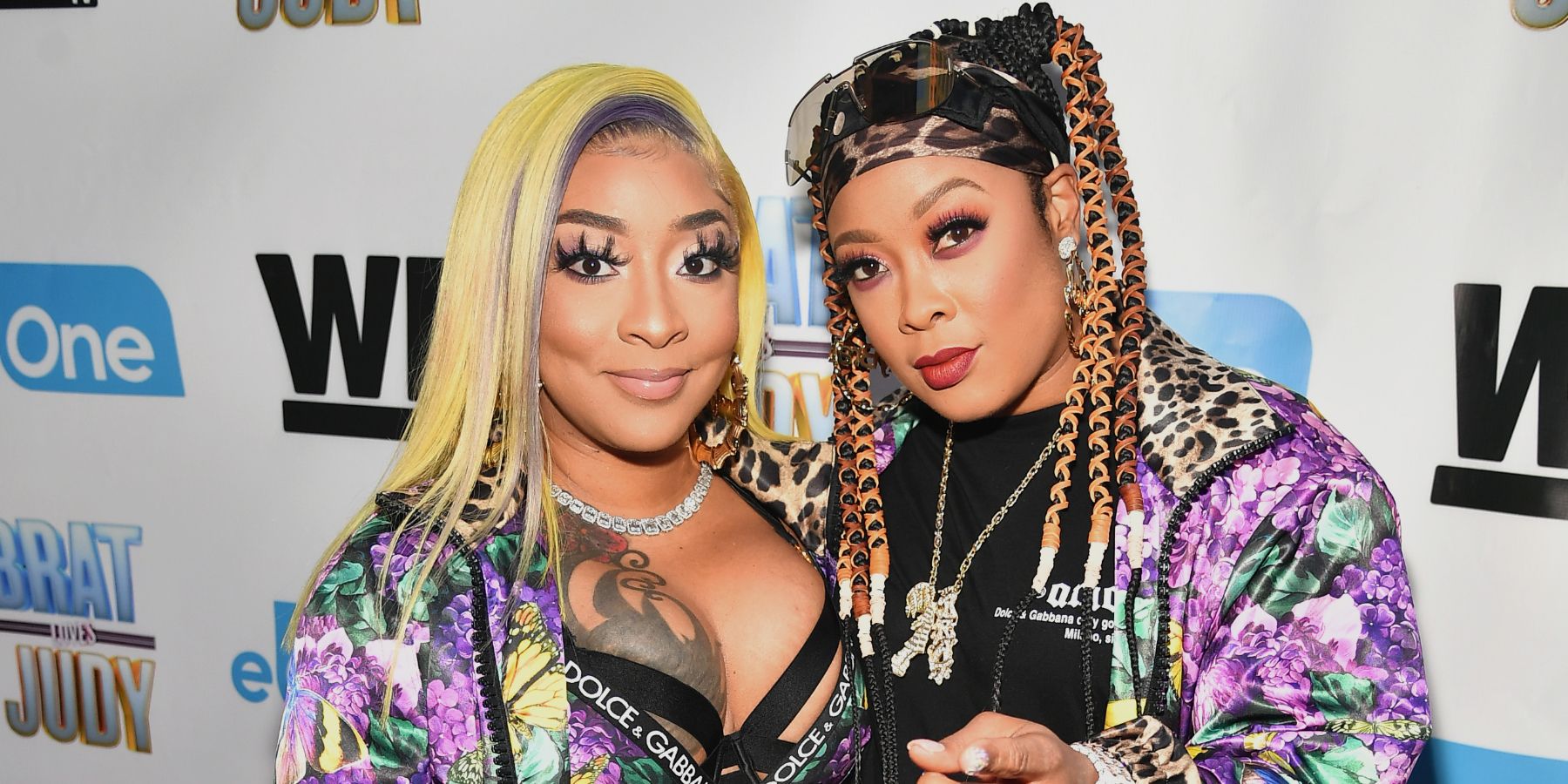 Jesseca “Judy” Dupart and Da Brat attend "Brat Loves Judy" WE tv watch party at Views Bar and Grill Atlanta on August 05, 2021 in Atlanta, Georgia. 
