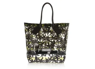 Leather-Trimmed Palm Tree-Print PVC Tote - Try toting this Kenzo beach bag around on your next gorgeous getaway. The palm tree-print is sweet and the transparent PVC makes finding things a cinch.  (Photo: Net A Porter)