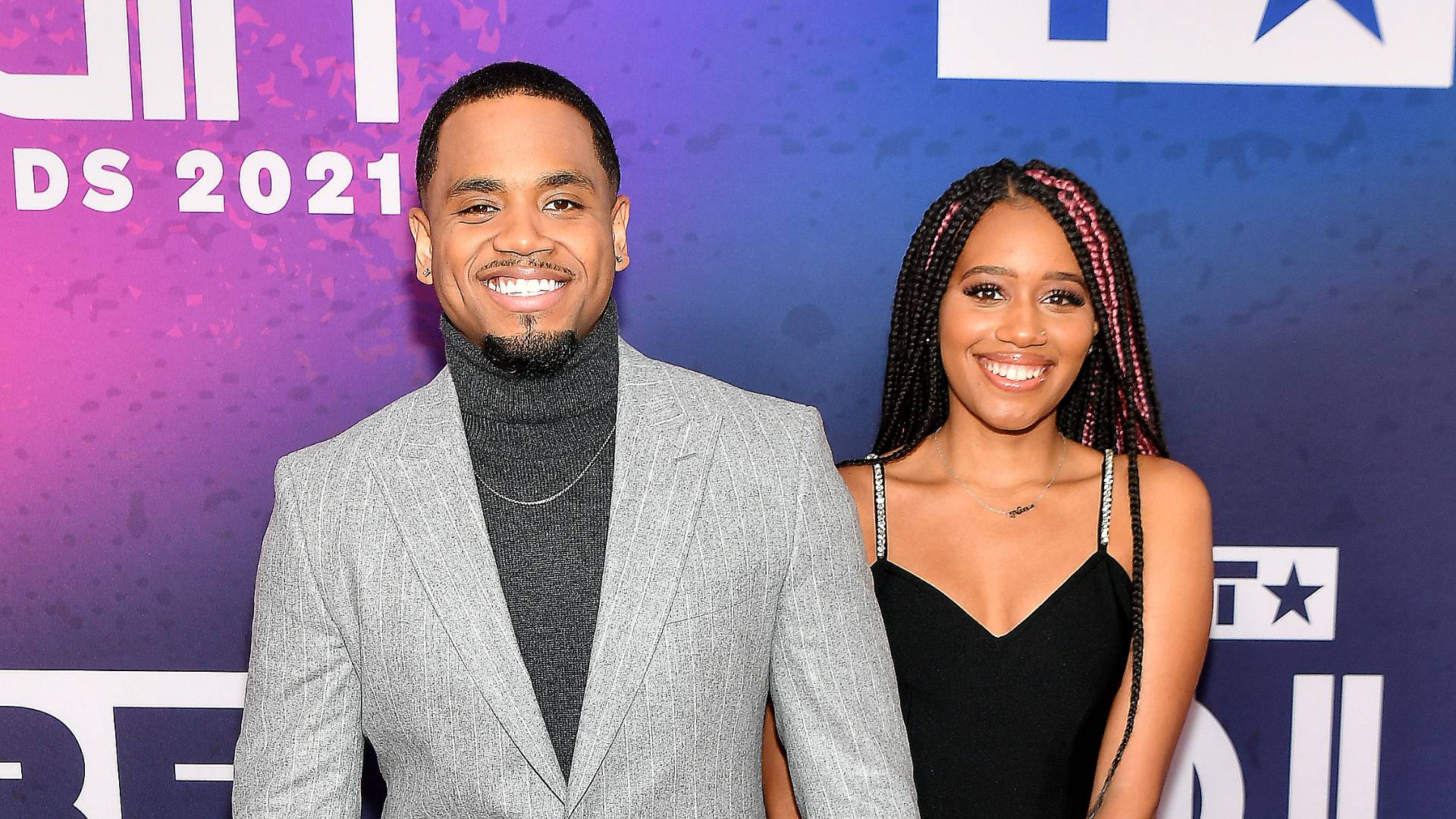 Christina Hammond and Mack Wilds attend The “2021 Soul Train Awards” Presented By BET at The Apollo Theater on November 20, 2021 in New York City. 