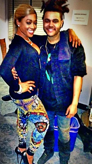 Trina @trinarockstarr - Rapper Trina might just be The Weeknd's biggest fan. She thought his recent concert performance was "#epic" and snapped this pic with him backstage.(Photo: Instagram via Trina)