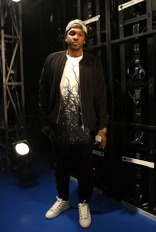 Before the Stage - Pusha T poses right quick before hitting the 106 stage. (Photo: Bennett Raglin/BET/Getty Images for BET)