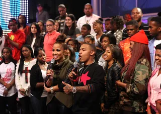 The Crowd Goes Wild - Hosts Keshia Chante and Bow Wow with the livest audience. (Photo: Bennett Raglin/BET/Getty Images for BET)