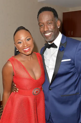 It's A &nbsp;Group Thing - Former 3LW frontwoman Naturi Naughton and Boys II Men's Shawn Stockman show love backstage.&nbsp;(Photo: Earl Gibson/BET/Getty Images for BET)