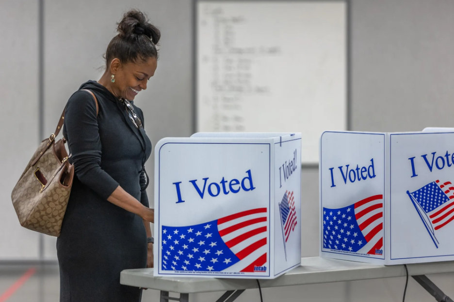 Woman voting