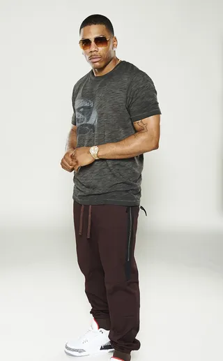 Promo Shoot Pose - Season three saw Nelly rocking joggers and a fresh pair of Air Jordan 3s.  (Photo: BET)