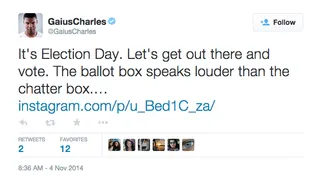 Gaius Charles - More action and less talk is what Gaius Charles hopes for on Election Day.(Photo: Gaius Charles via Twitter)