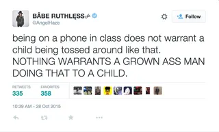 Unnecessary Force - There's absolutely no excuse for it. (Photo: Angel Haze via Twitter) &nbsp;