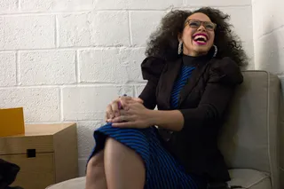 Elle Varner is all smiles. - The BET Music matters artist is in the green room excited to be apart of her first A Very BET Christmas special. (Photo: John Ricard / BET)