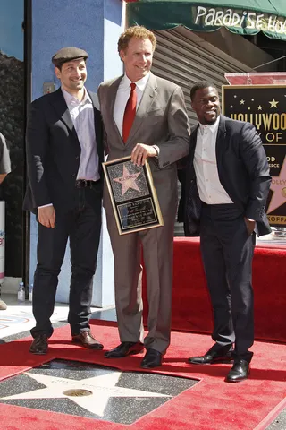 Funny Friends - Will Ferrell&nbsp;and&nbsp;Kevin Hart&nbsp;pose for a photo as Ferrell is honored with a star on the Hollywood Walk of Fame in front of the Hollywood Wax Museum.(Photo: Max DeAngelo, PacificCoastNews)