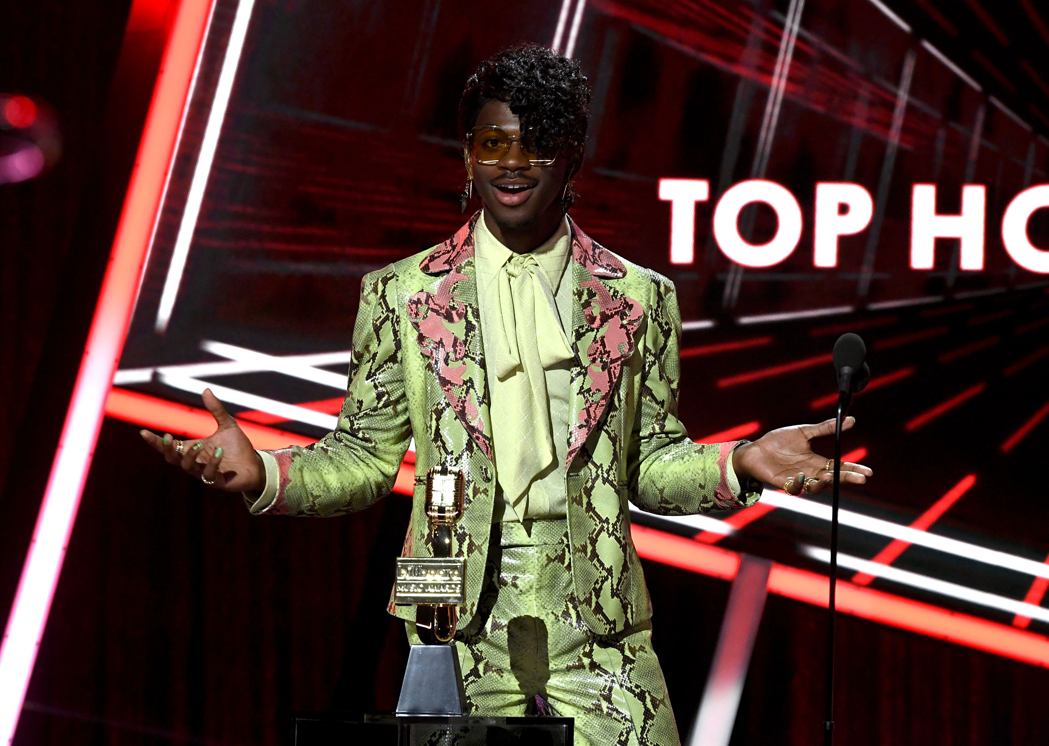 HOLLYWOOD, CALIFORNIA - OCTOBER 14: In this image released on October 14, Lil Nas X accepts the Top Hot 100 Song Award onstage at the 2020 Billboard Music Awards, broadcast on October 14, 2020 at the Dolby Theatre in Los Angeles, CA.  (Photo by Kevin Winter/Getty Images)