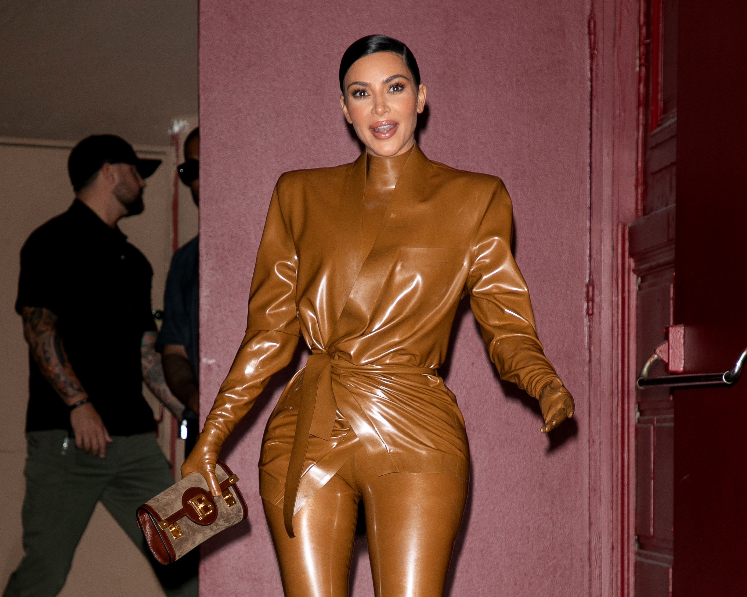 PARIS, FRANCE - MARCH 01: Kim Kardashian West leaves K.West's Sunday Service At Theatre Des Bouffes Du Nord - Paris Fashion Week Womenswear Fall/Winter 2020/2021 on March 01, 2020 in Paris, France. (Photo by Marc Piasecki/WireImage)