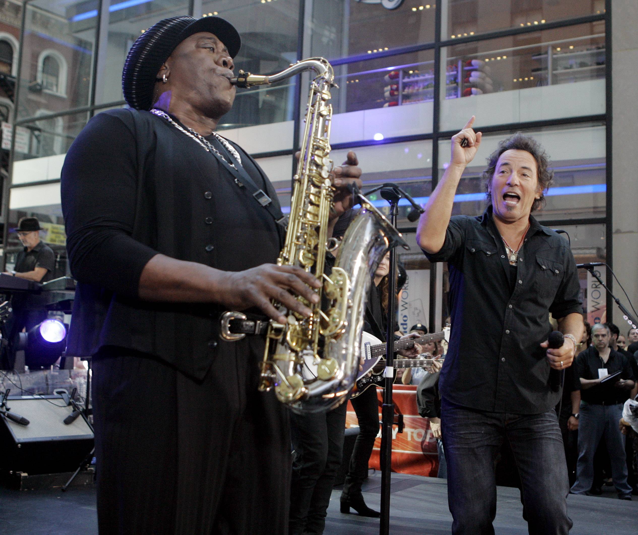 E Street Band Sax Player Clarence Clemons Dies - Clarence Clemons, saxophone player for Bruce Springsteen’s E Street Band, died Saturday night. He was 69. Clemons was hospitalized about a week ago following a stroke at his home in Singer Island, Fla.(Photo: AP Photo/Richard Drew, file)