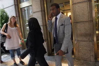 Chris Paul - New Orleans Hornets' Chris Paul leaves the midtown Manhattan hotel after CBA talks. (Photo: AP Photo/Mary Altaffer)