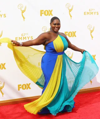 Danielle Brooks - The Orange Is the New Black star sure does clean up nice! She traded in her drab khakhi uniform for this flowy multi-hued gown.(Photo: Mark Davis/Getty Images)