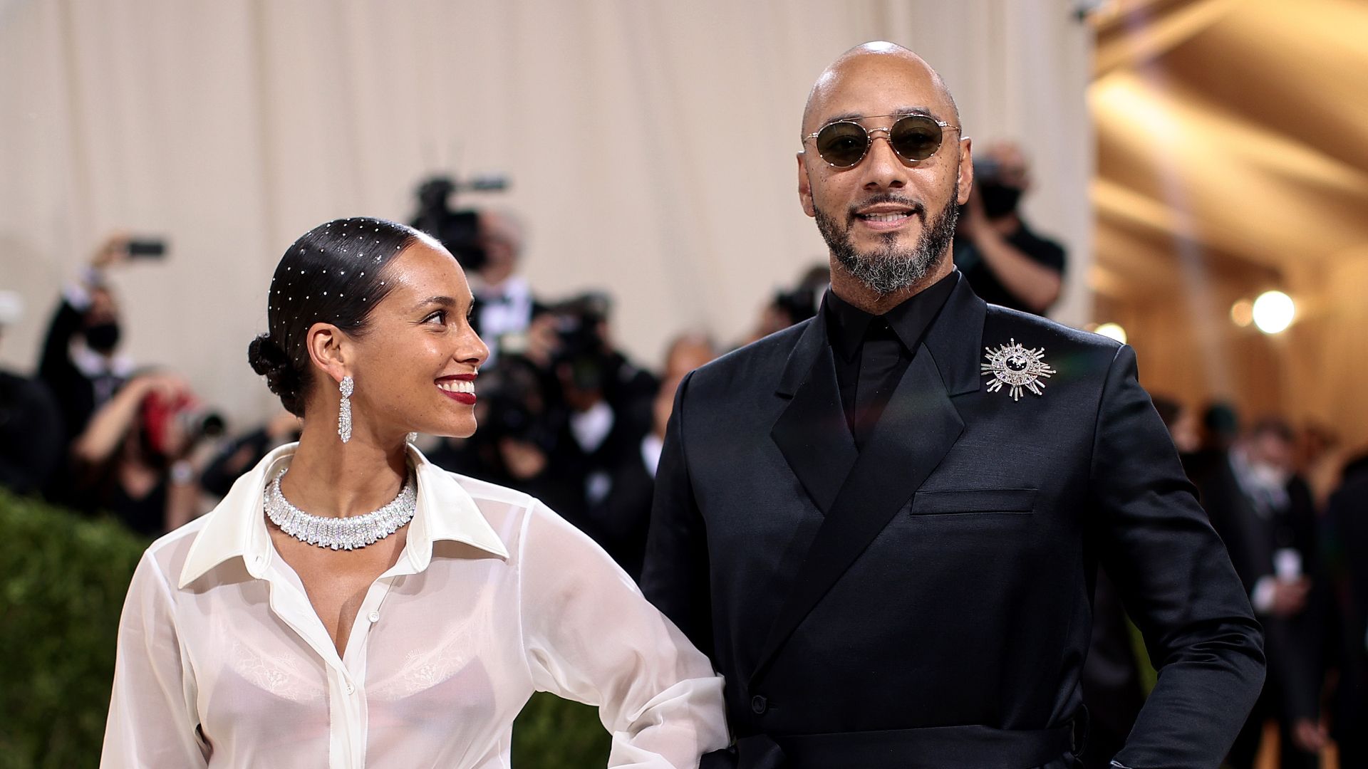 Alicia Keys (L) and Swizz Beatz attend The 2021 Met Gala Celebrating In America: A Lexicon Of Fashion at Metropolitan Museum of Art on September 13, 2021 in New York City. 