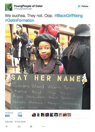 'Say Her Name' - (Photo: YoungPeople of Color via Twitter) &nbsp;