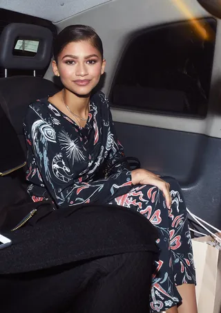 Sitting Pretty - All-around good girl and Disney star Zendaya Coleman steps out in London after dining at Cecconi's Restaurant in Mayfair rocking a fly floral jumpsuit.&nbsp;(Photo: WENN.com)