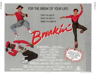 Breakin' - A struggling young jazz dancer meets up with two break-dancers. Together they become the sensation of the streets. Don't miss Ice-T in his film debut as a club MC. (Photo: Golan-Globus Productions)