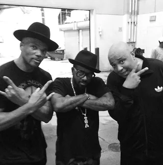 Jermaine Dupri @jwarhol - Who's Jermaine Dupri's favorite rap group? These guys right here. JD takes a few tips from legends RUN-DMC. (Photo: Jermaine Dupri via Instagram)