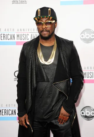 Will.I.Am - Is that a jersey and leather trench? We think so… And the fabric doesn’t stop there, check the crushed leather shirt and trousers. His fashion choices always turn heads.   (Photo: Jason Merritt/Getty Images)