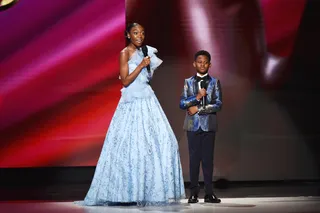 &quot;Us&quot; actors Shahadi Wright Joseph and Evan Alex. - (Photo by Aaron J. Thornton/Getty Images for BET)