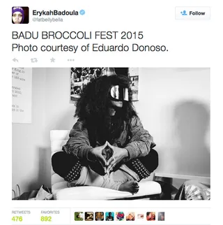Source of Life - Badu honors the womb with this classic hand gesture.  (Photo: Erykah Badu via Twitter)
