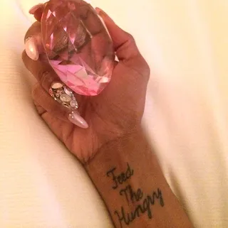 Chrisette Michele - A pearlescent pink polish and multicolor gem accents keep her look feminine and fashion-forward. (Photo: Chrisette Michele via Instagram)