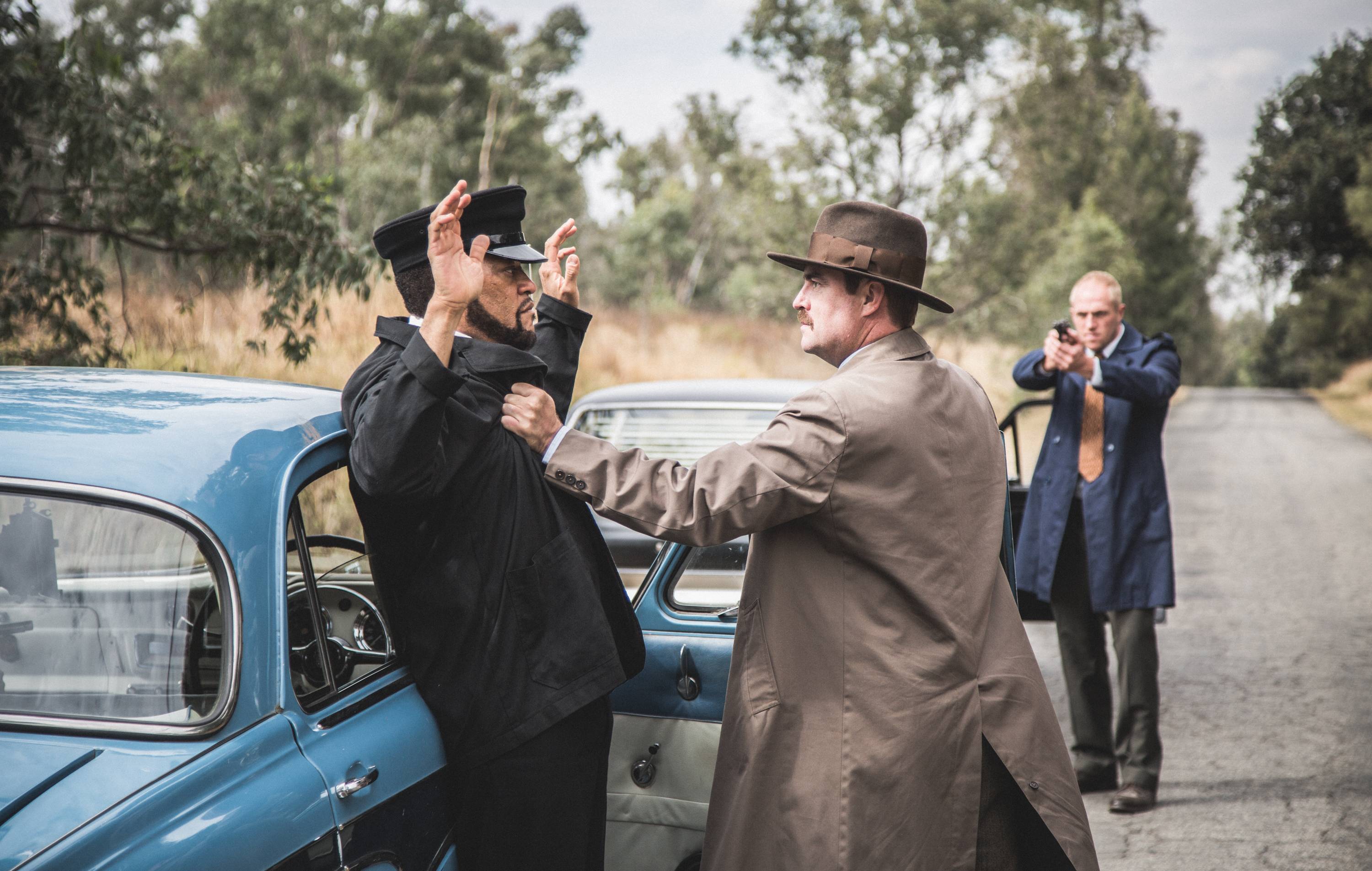 Actor Lawrence Fishburne, as Nelson Mandela, on the set of BET's epic miniseries, Madiba.