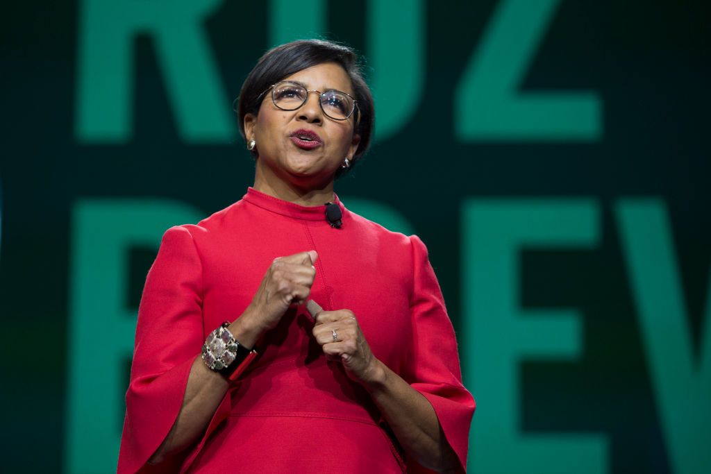 Starbucks Chief Operations Officer and Group President Rosalind "Roz" Brewer speaks at the Annual Meeting of Shareholders in Seattle, Washington on March 20, 2019. (Photo by Jason Redmond / AFP)        (Photo credit should read JASON REDMOND/AFP via Getty Images)