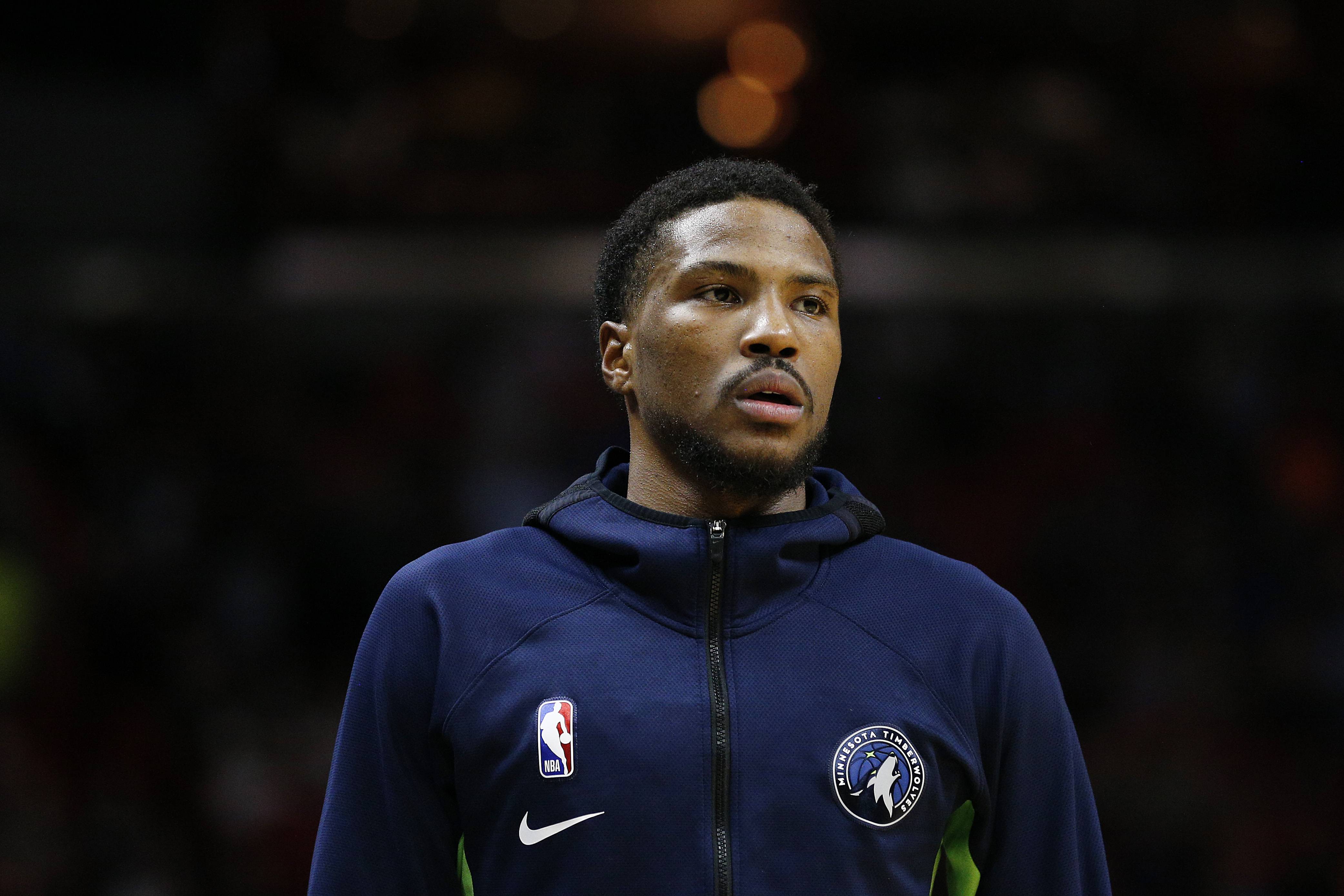 MIAMI, FLORIDA - FEBRUARY 26:  Malik Beasley #5 of the Minnesota Timberwolves looks on against the Miami Heat during the second half at American Airlines Arena on February 26, 2020 in Miami, Florida. NOTE TO USER: User expressly acknowledges and agrees that, by downloading and/or using this photograph, user is consenting to the terms and conditions of the Getty Images License Agreement.  (Photo by Michael Reaves/Getty Images)