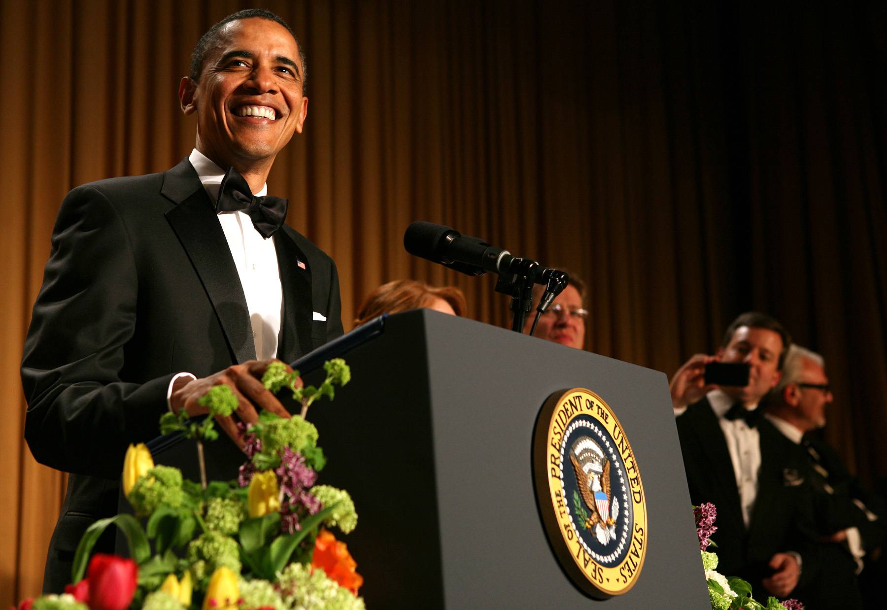 President Barack Obama - Hollywood went to Washington on April 28, 2012, for the 98th Annual White House Correspondents’ Association dinner, an annual event which brings together Hollywood celebrities, news media personalities and Washington correspondents.   (Photo:&nbsp; Martin H. Simon-Pool/Getty Images)