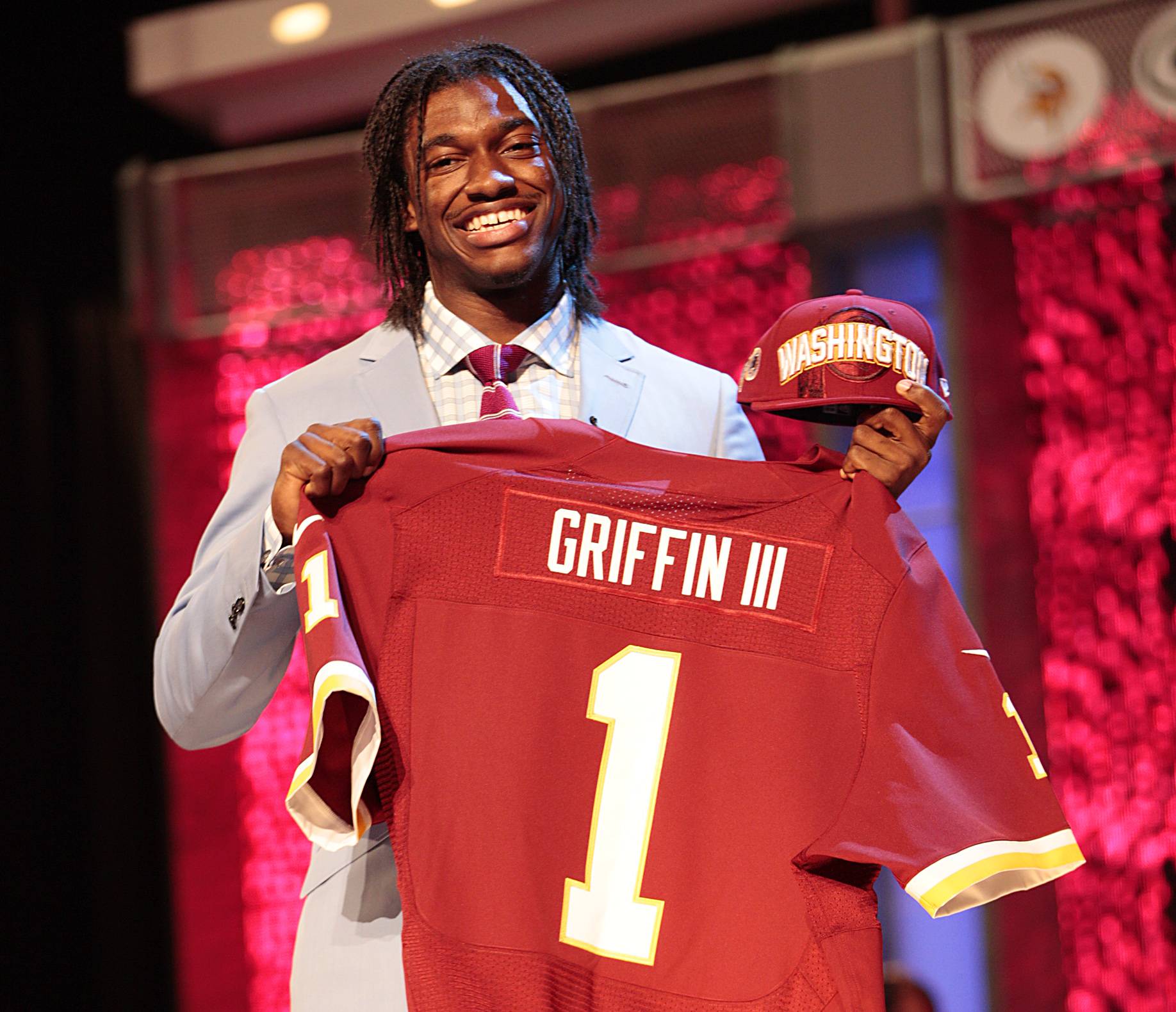 No. 2 - Baylor quarterback Robert Griffin III was selected as the second overall pick by the Washington Redskins. “Even though you know where you’re going, you still want to act as you don’t,” the quarterback said. “You never know what can happen as the rest of the draft has shown.”(Photo: Sean O'Kane/BET)